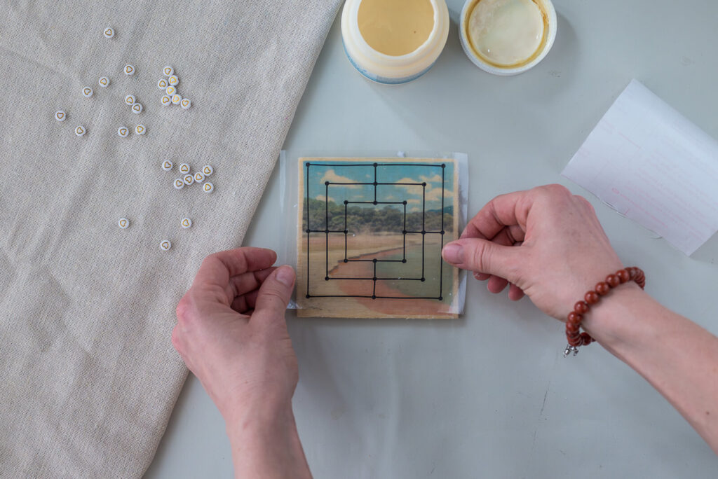 Mühle Brettspiel selber machen Motiv übertragen