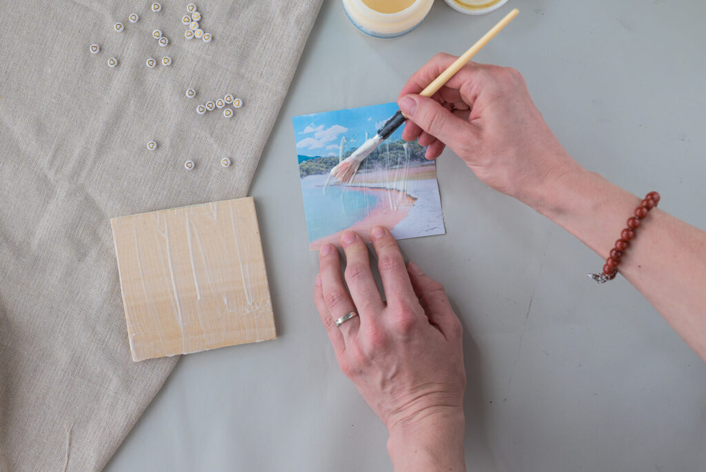 Mühle Brettspiel selber machen Foto Transfer Potch auftragen